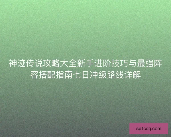 神迹传说攻略大全新手进阶技巧与最强阵容搭配指南七日冲级路线详解